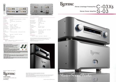 Esoteric C-03Xs and S-03 Product Specifications