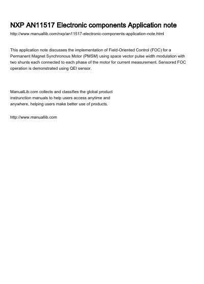 NXP Semiconductors AN11517 Field Oriented Control of PMSM Motor using LPC15xx Application Note - cover page