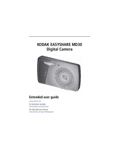 Kodak MD20 digital camera user manual - cover page