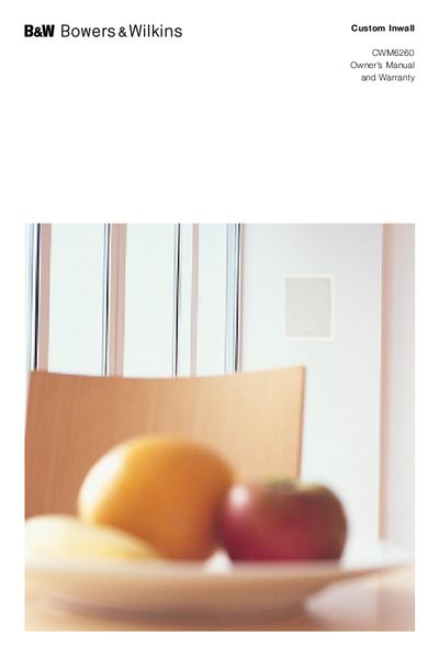 Bowers & Wilkins CWM6260 Inwall Speaker Owner's Manual - cover page