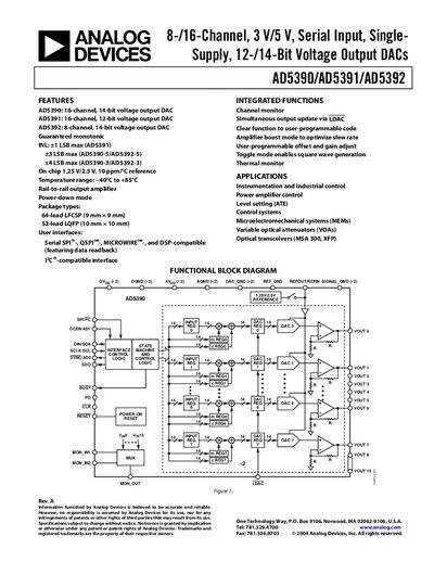 Analog Devices AD5390/AD5391/AD5392 Datasheet - cover page