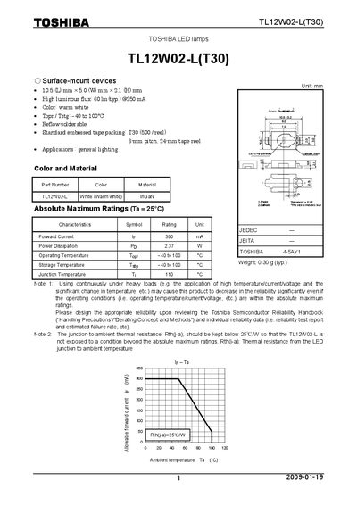 Toshiba TL12W02-L(T30) LED Handbook - cover page