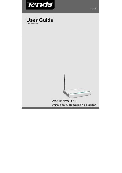 Tenda W311R/W311R+ 11N Wireless Broadband Router User Guide - cover page