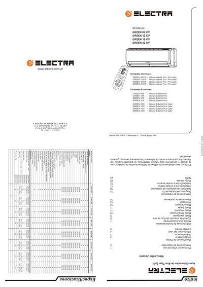 Electra GREEN Series Air Conditioner Installation Manual - cover page