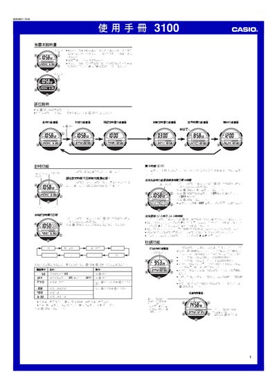 Casio 3100 Watch User Manual - cover page