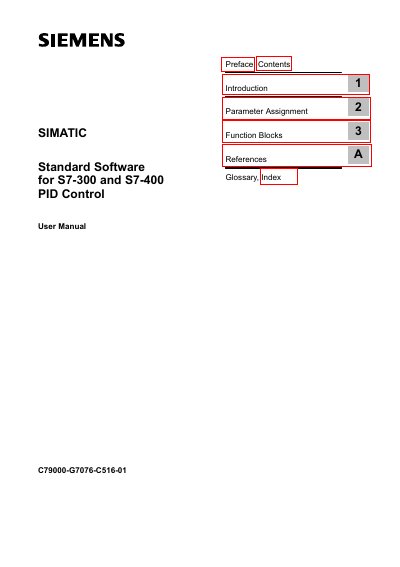 Siemens S7-300/S7-400 PID Control Standard Software User Manual - cover page