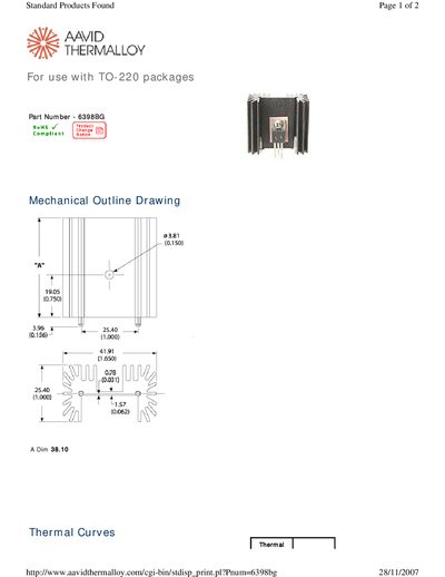 Aavid 6398BG Thermal Interface Material Data Sheet - cover page