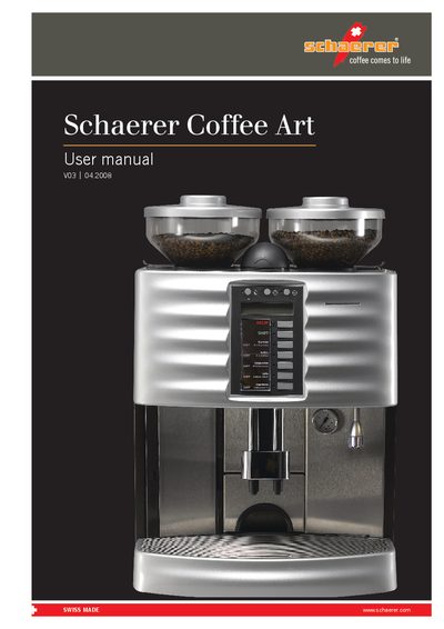 Schaerer Coffee Art User Manual - cover page