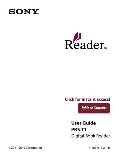 Sony PRS‑T1 User Manual - cover page