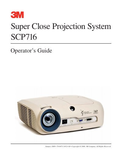 3M SCP716 Super Close Projection System Operator's Guide - cover page
