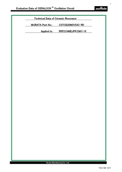 murate CSTCE20M0V53C-R0 Evaluation Data of CERALOCK Oscillation Circuit Manual(1)(1) - cover page