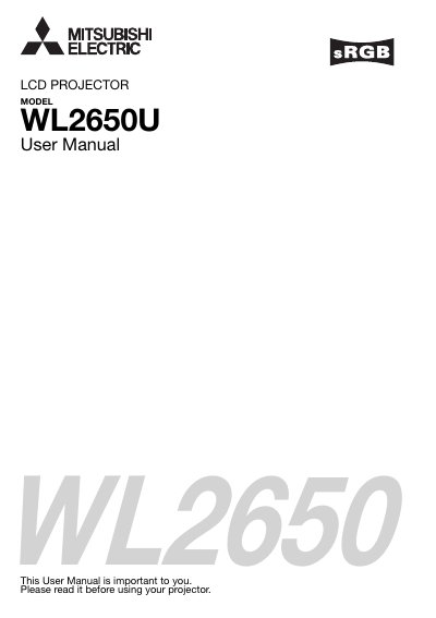 Mitsubishi WL2650U LCD Projector User Manual - cover page