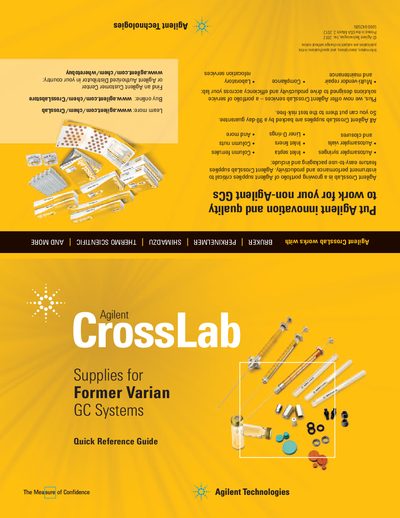 Agilent CrossLab Supplies for Former Varian GC Systems Quick Reference Guide - cover page
