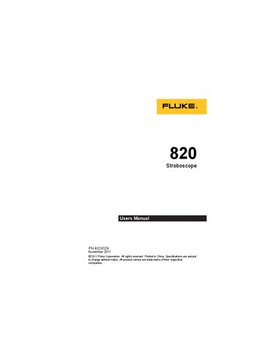 Fluke 820 Stroboscope User Manual