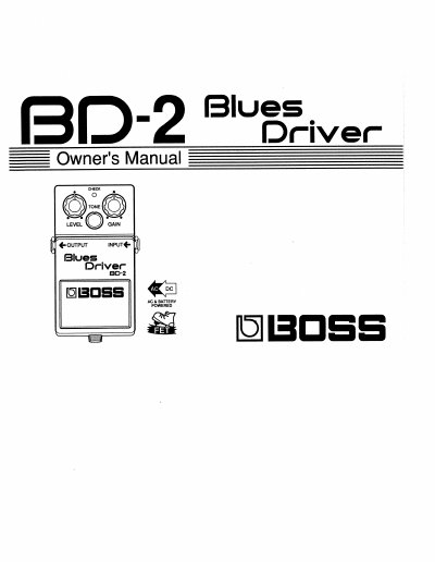 BOSS BD-2 Blues Driver Owner's Manual - cover page