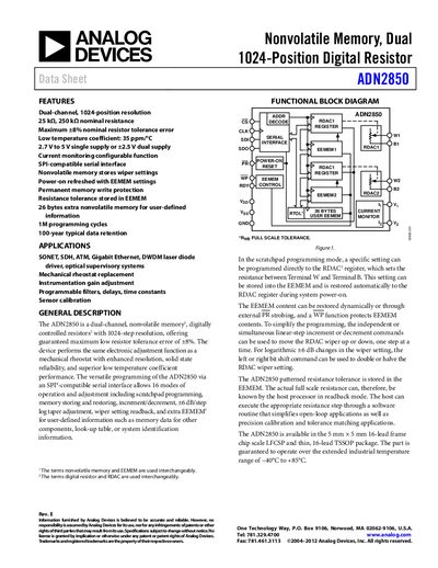 Analog Devices ADN2850 Product Handbook - cover page