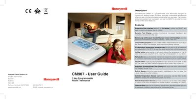 Honeywell CM907 Room Thermostat User Guide - cover page