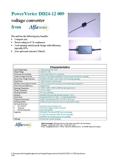 Alfatrónix PowerVerter DD24-12 009 Voltage Converter Handbook - cover page