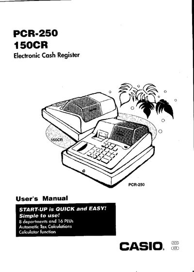 Casio PCR-250 Electronic Cash Register User Manual - cover page