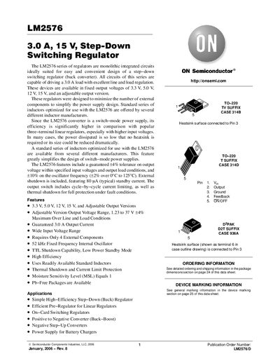 ON Semiconductor LM2576 Datasheet - cover page