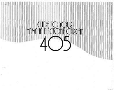 Yamaha 405 Electone Owner's Manual - cover page