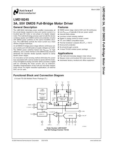 National Semiconductor LMD18245 Motor Driver Handbook - cover page