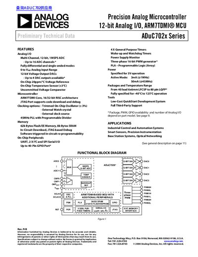 Analog Devices ADuC702x Series Precision Analog Microcontroller Preliminary Technical Data