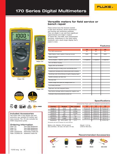 Fluke 170 Series Digital Multimeter User Manual - cover page