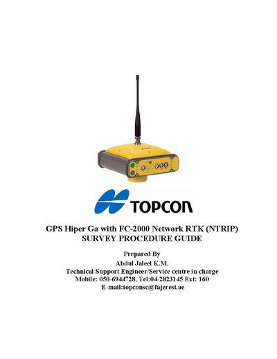 Topcon Hiper Ga with FC-2000 Survey Procedure Guide - cover page