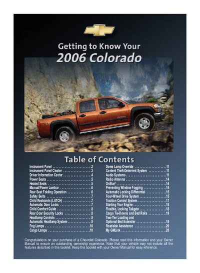 Chevrolet Colorado 2006 User Manual - cover page