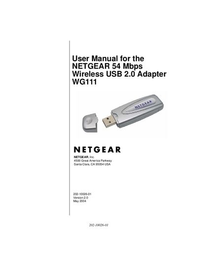 Netgear WG111 Wireless USB 2.0 Adapter User Manual - cover page