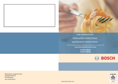 Bosch PCH615B90A / PCQ715B90A Cooktop User Manual - cover page
