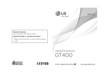 LG GT400 Owner's Manual - cover page