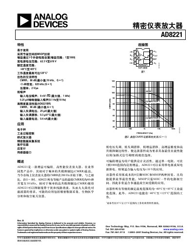 Analog Devices AD8221 Datasheet - cover page