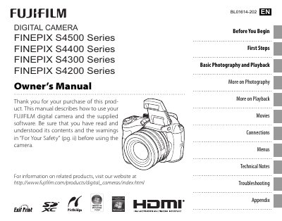 FUJIFILM FINEPIX S4500 Series Digital Camera Owner's Manual - cover page
