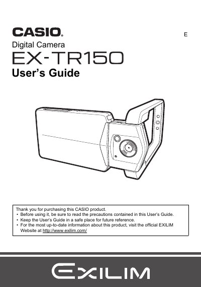 Casio EX-TR150 Digital Camera User's Guide - cover page