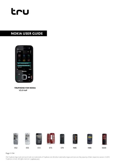 Truphone Nokia V5.0 VoIP User Guide - cover page