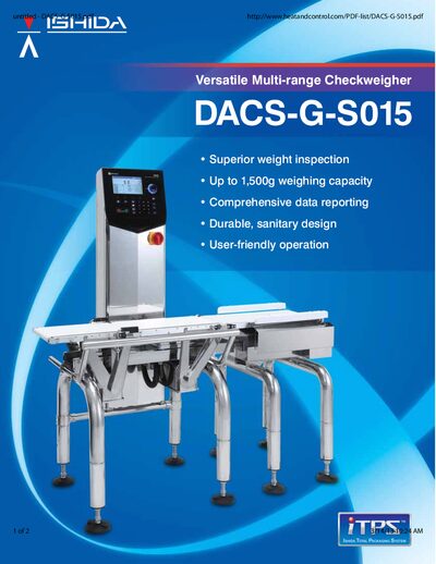 DACS DACS-G-S015 Multi-range Checkweigher Product Data Sheet - cover page