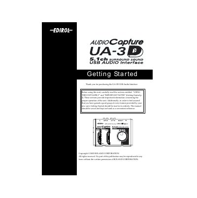 Roland UA-3D USB Audio Interface User Manual - cover page