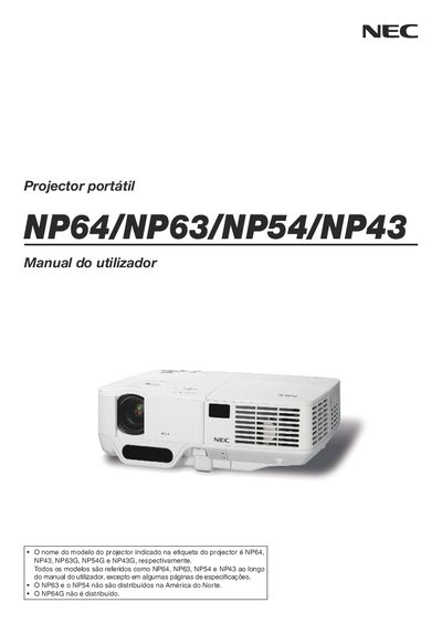 NEC NP64/NP63/NP54/NP43 User Manual - cover page
