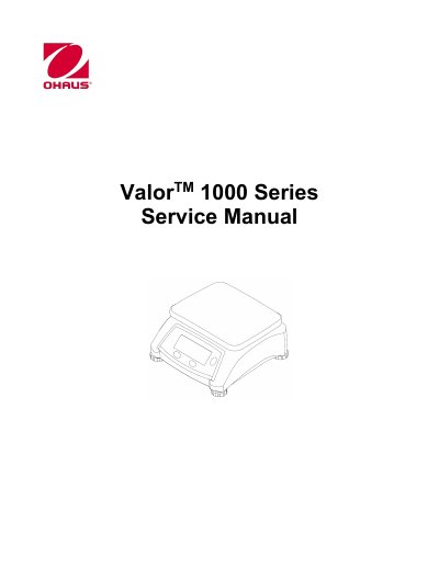 Ohaus Valor 1000 Series Electronic Scale Service Manual - cover page