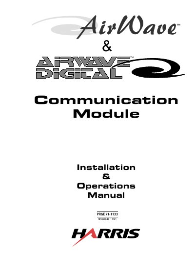 Harris PR&E 71-1133 AirWave Communication Module Installation & Operations Manual - cover page