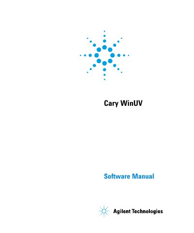 Agilent Cary WinUV Software User Manual - cover page