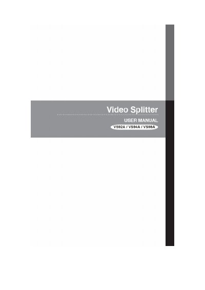 ATEN VS92A/VS94A/VS98A Video Splitter User Manual