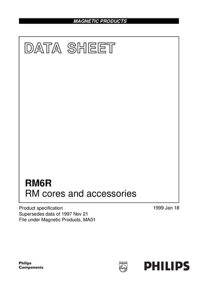 Philips RM6R Magnetic Cores Data Sheet - cover page