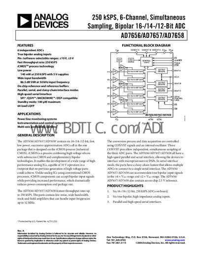 Analog Devices AD7656/AD7657/AD7658 Datasheet - cover page