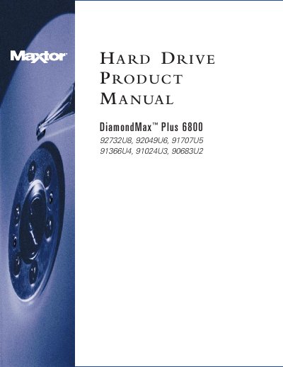 Maxtor DiamondMax Plus 6800 Hard Disk Drive Product Manual - cover page