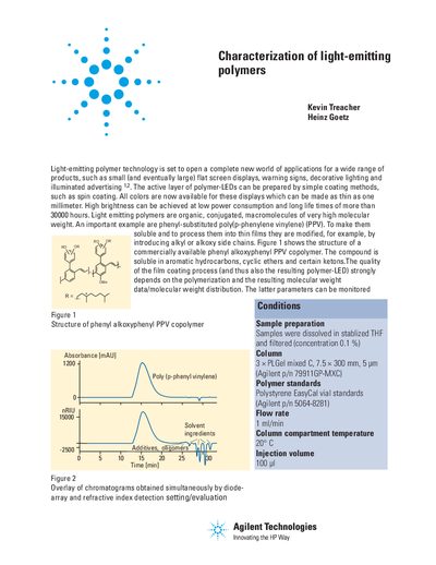 Agilent 1100 Series GPC-SEC System Characterization of Light-Emitting Polymers Application Note