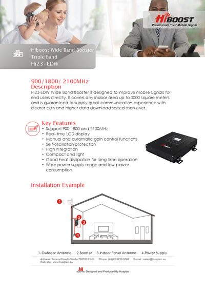 Hiboost Hi23-EDW Wide Band Booster Triple Band Product Data Sheet - cover page