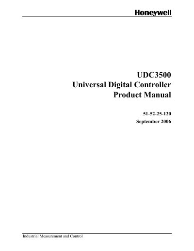 Honeywell UDC3500 Universal Digital Controller Product Manual - cover page